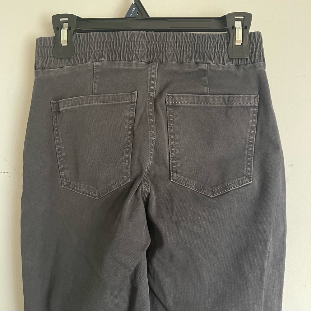 SPANX Stretch Twill Knit Jean Joggers Ankle Zip Utility S Washed Gray Slimming - Picture 8 of 9